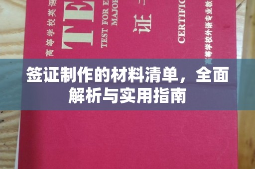 靖江签证制作的材料清单，全面解析与实用指南
