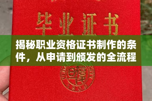 靖江揭秘职业资格证书制作的条件，从申请到颁发的全流程解析